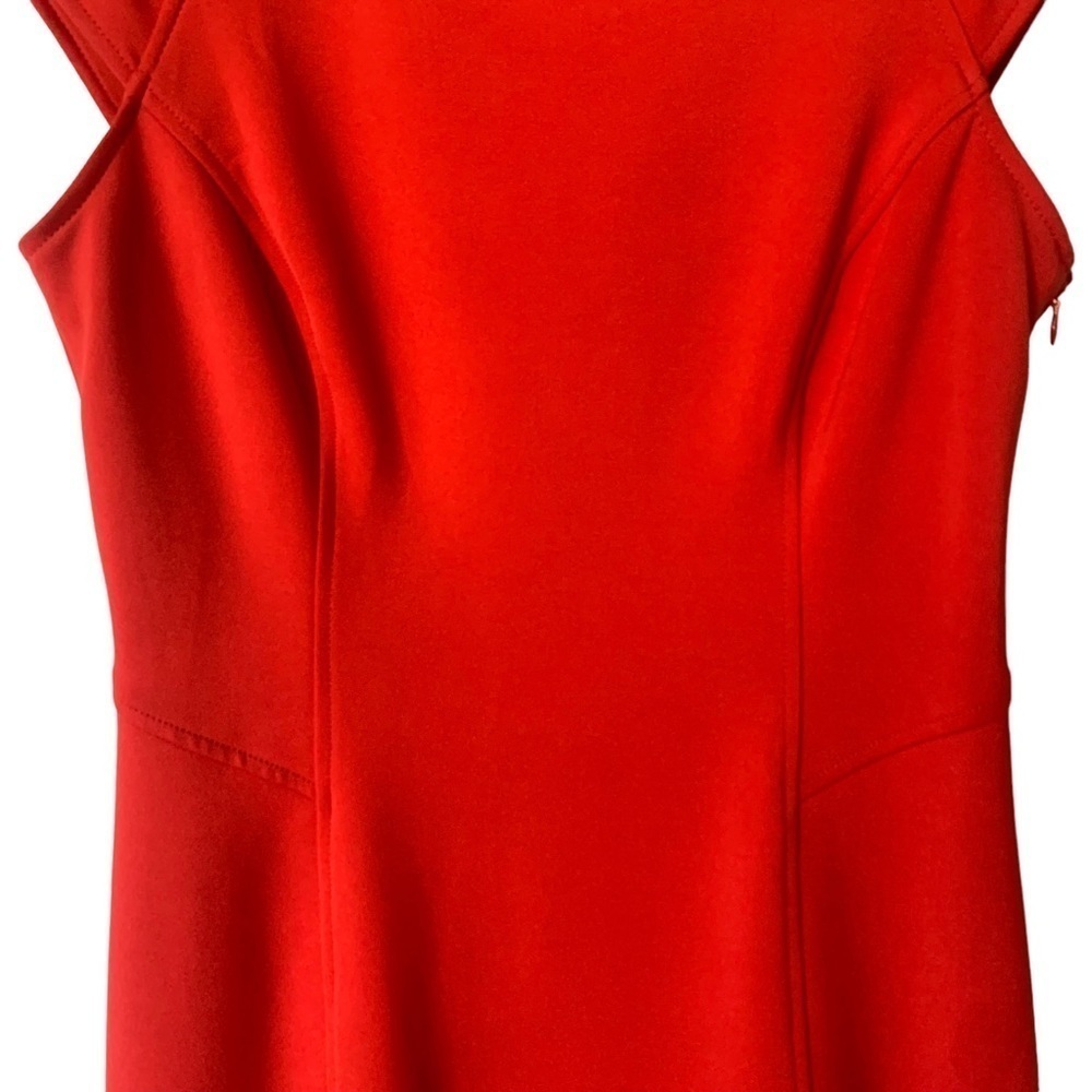 Sz 10 Tomato-Red Maggie London Stretch Summer Dress w Back Cutout - Picture 6 of 10